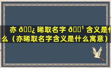 亦 🌿 晞取名字 🌹 含义是什么（亦晞取名字含义是什么寓意）